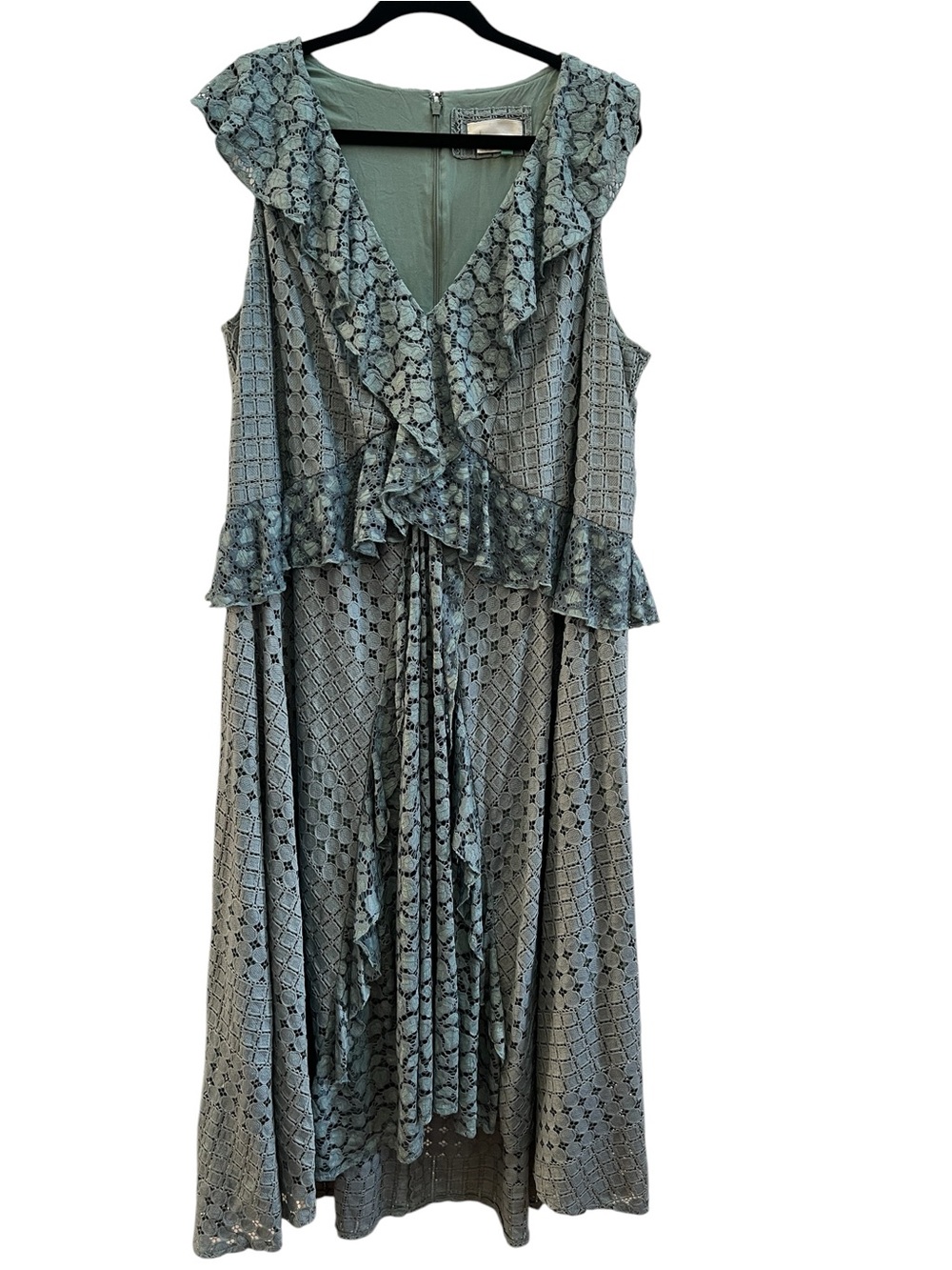 Anthropologie Antoinette Seafoam Lace Ruffle Midi Dress 20W NWT Cottagecore Boho - Picture 2 of 7